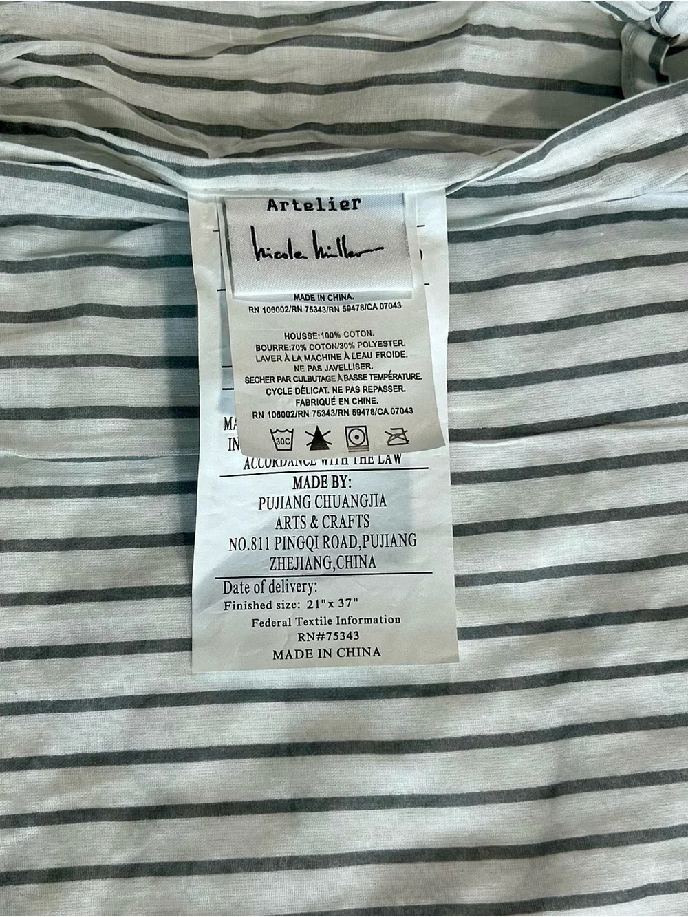 Nicole Miller Artelier Floral Gray and White Quilted Shams King